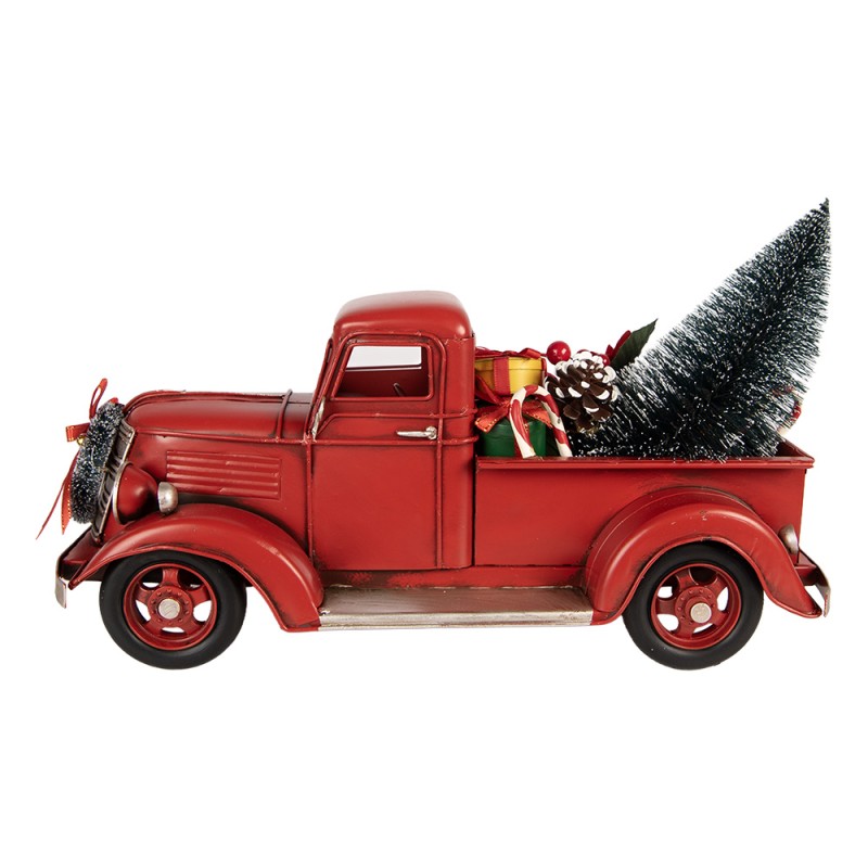 Clayre & Eef Statuetta decorativa di Natale Auto 39x15x18 cm Rosso Metallo