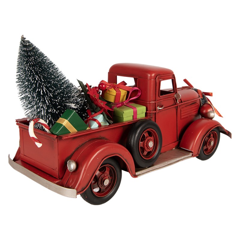 Clayre & Eef Statuetta decorativa di Natale Auto 39x15x18 cm Rosso Metallo