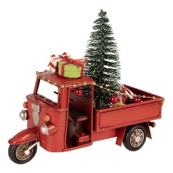 Clayre & Eef Weihnachtsdekorationsfigur Motor 17x7x14 cm Rot Metall