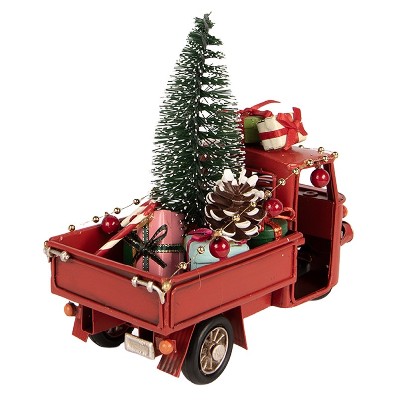 Clayre & Eef Weihnachtsdekorationsfigur Motor 17x7x14 cm Rot Metall