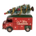 Clayre & Eef Weihnachtsdekorationsfigur Bus 21x10x17 cm Rot Metall