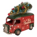 Clayre & Eef Weihnachtsdekorationsfigur Bus 21x10x17 cm Rot Metall