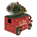 Clayre & Eef Weihnachtsdekorationsfigur Bus 21x10x17 cm Rot Metall