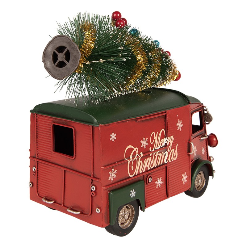 Clayre & Eef Weihnachtsdekorationsfigur Bus 21x10x17 cm Rot Metall