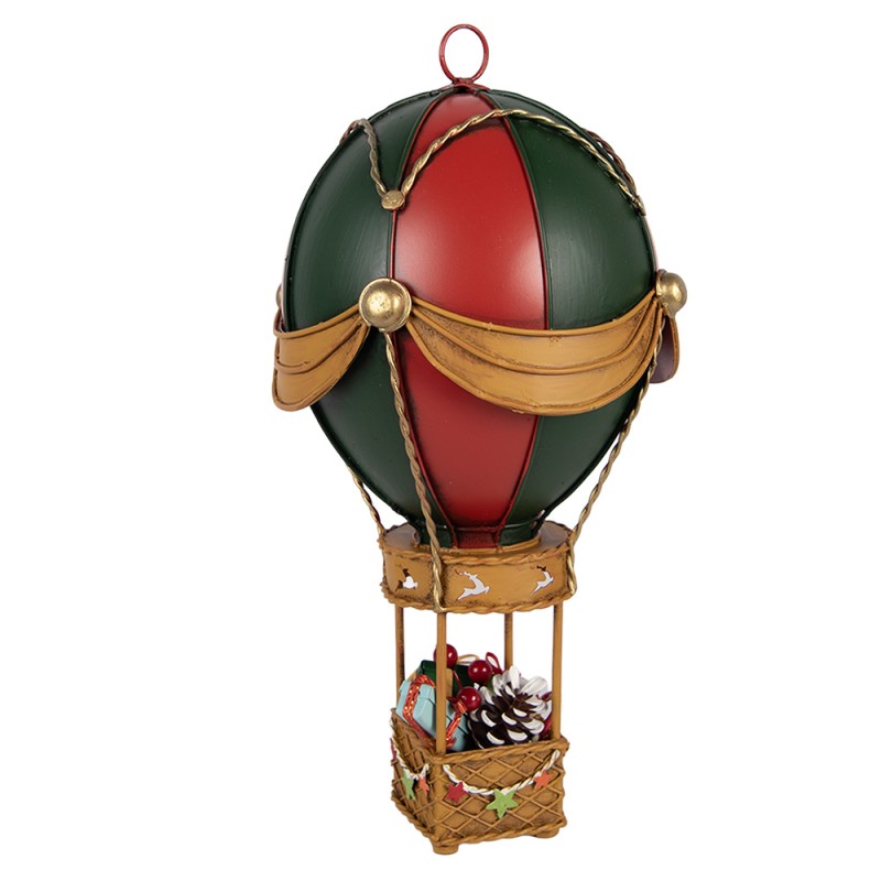 Clayre & Eef Weihnachtsdekorationsfigur Heißluftballon Ø 12x27 cm Rot Metall