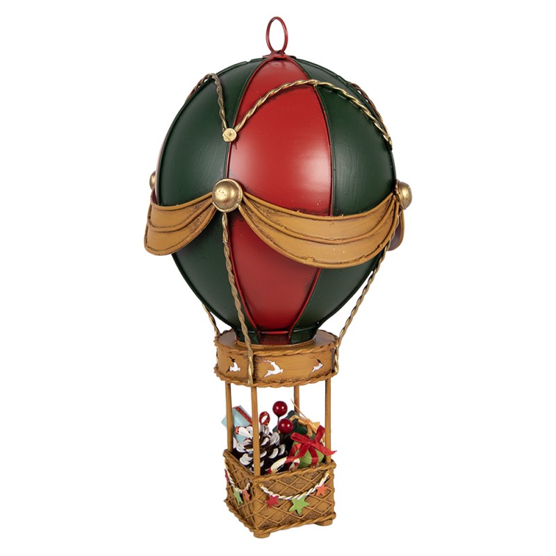 Clayre & Eef Weihnachtsdekorationsfigur Heißluftballon Ø 12x27 cm Rot Metall