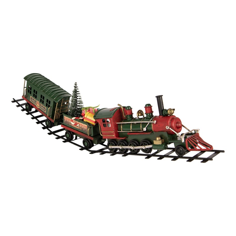 Clayre & Eef Weihnachtsdekorationsfigur Zug 42x5x12 cm Grün Metall