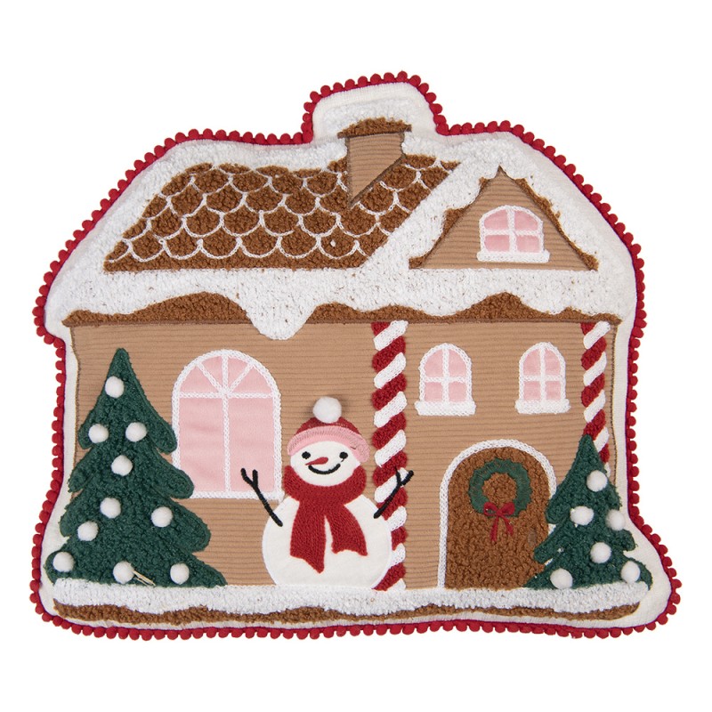 Clayre & Eef Cuscino decorativo Casa di pan di zenzero 40x36x4 cm Marrone Poliestere