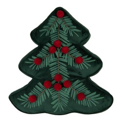 Clayre & Eef Sierkussen Kerstboom 36x40x4 cm Groen Polyester