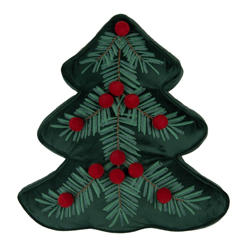 Clayre & Eef Sierkussen Kerstboom 36x40x4 cm Groen Polyester