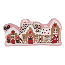 Clayre & Eef Decorative Cushion Gingerbread house 50x25x4 cm Brown Polyester