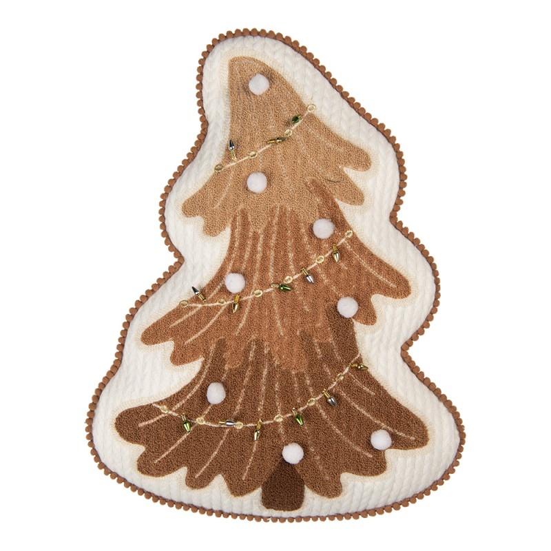 Clayre & Eef Sierkussen Kerstboom 33x40x4 cm Bruin Polyester