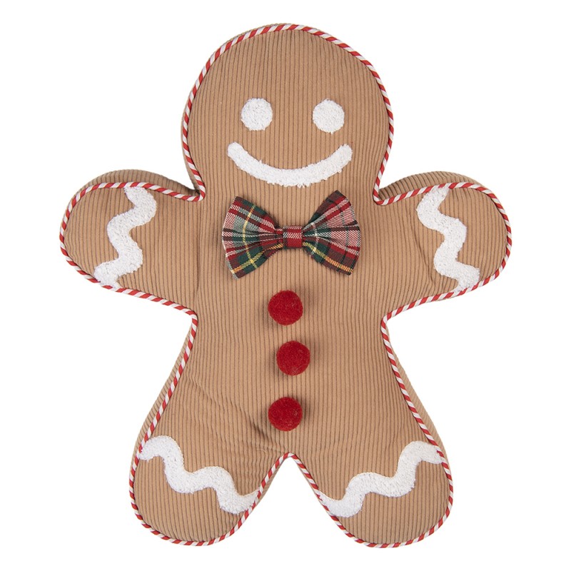 Clayre & Eef Sierkussen Gingerbread man 35x40x4 cm Bruin Polyester