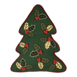 Clayre & Eef Dekokissen Weihnachtsbaum 38x40x4 cm Grün Polyester