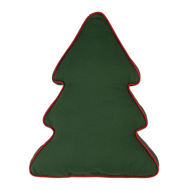 Clayre & Eef Dekokissen Weihnachtsbaum 38x40x4 cm Grün Polyester