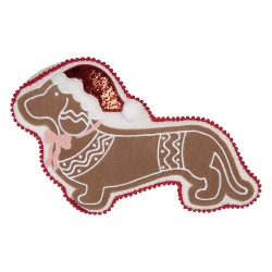 Clayre & Eef Sierkussen Hond 25x45x4 cm Bruin Polyester