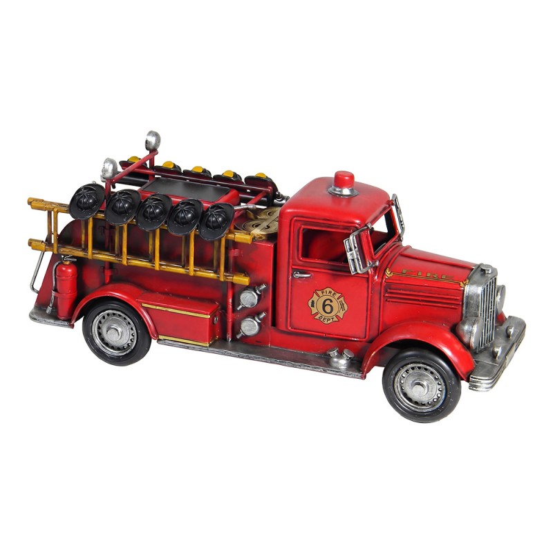 Clayre & Eef Decorative Model Fire Engine Red Metal
