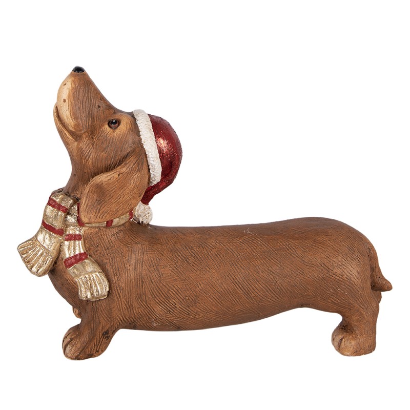 Clayre & Eef Decoratie Beeld Hond 37x11x27 cm Bruin Keramisch materiaal Teckel