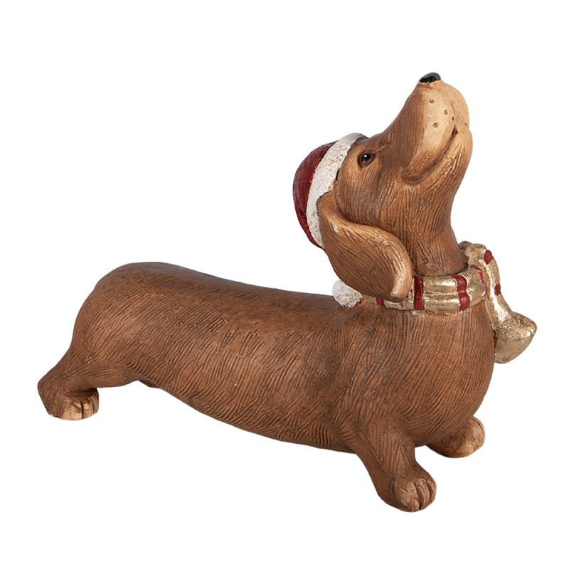 Clayre & Eef Decoratie Beeld Hond 37x11x27 cm Bruin Keramisch materiaal Teckel