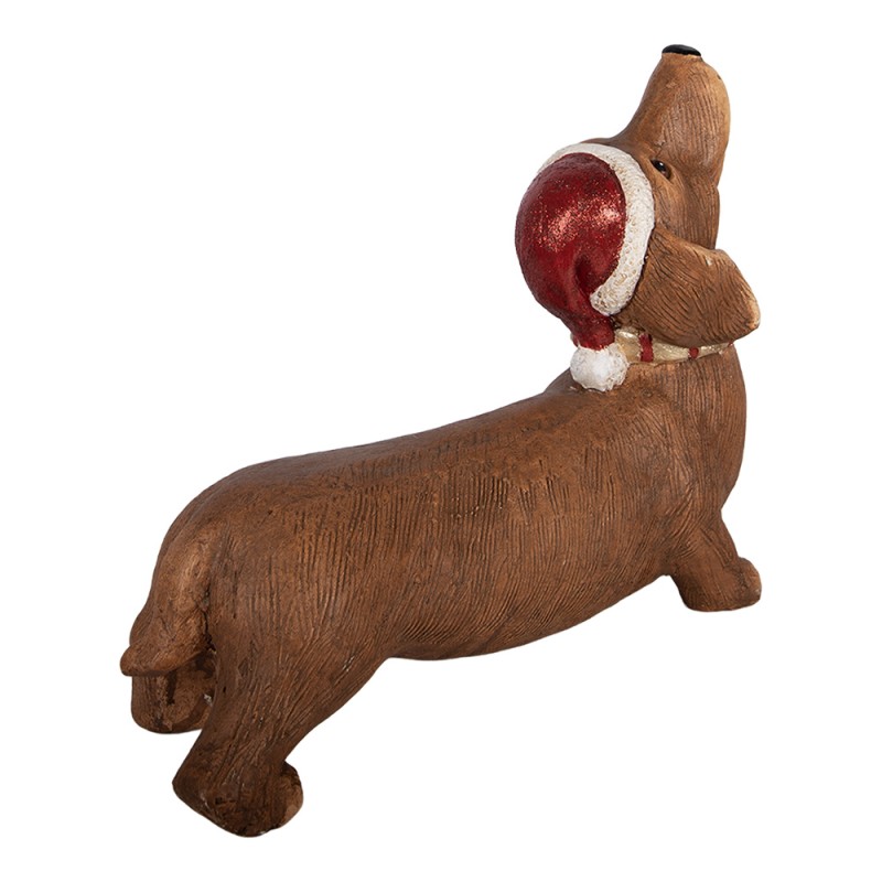Clayre & Eef Decoratie Beeld Hond 37x11x27 cm Bruin Keramisch materiaal Teckel