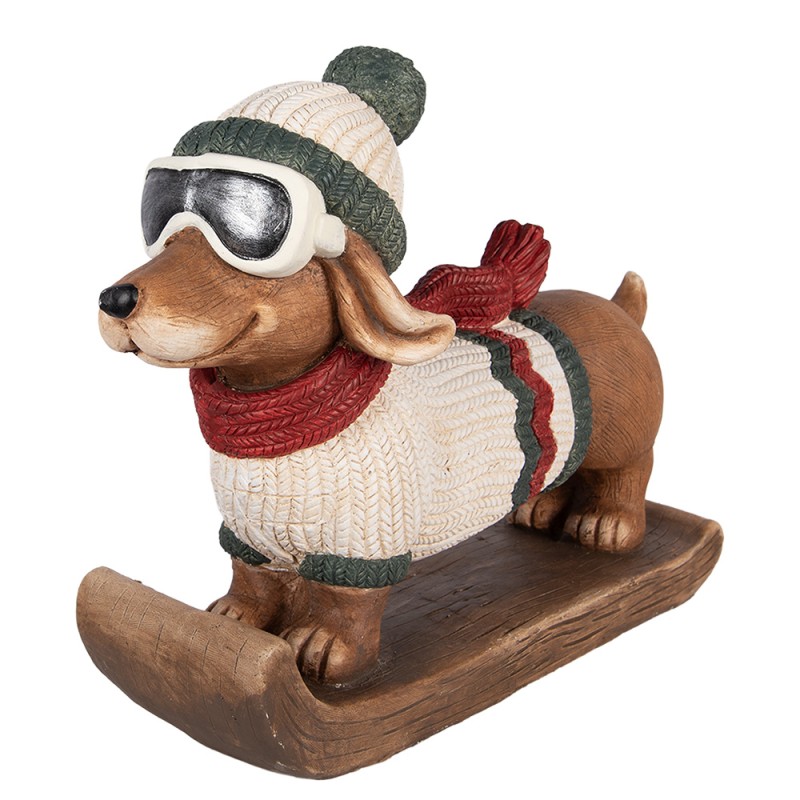 Clayre & Eef Décoration de Noël Image Chien 51x17x37 cm Marron Céramique