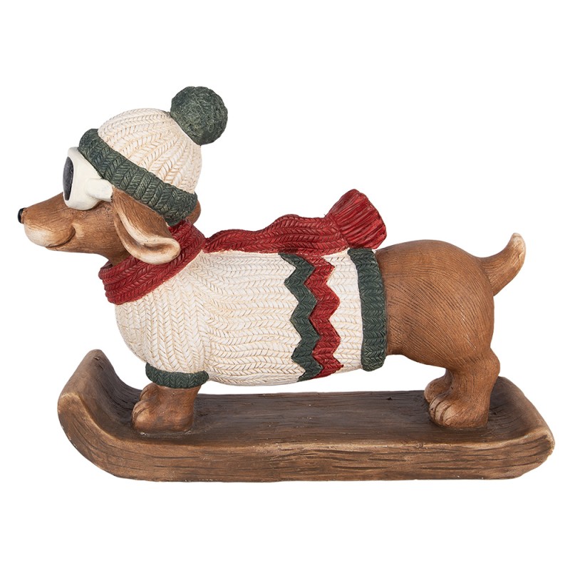 Clayre & Eef Décoration de Noël Image Chien 51x17x37 cm Marron Céramique