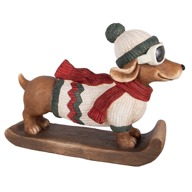 Clayre & Eef Décoration de Noël Image Chien 51x17x37 cm Marron Céramique