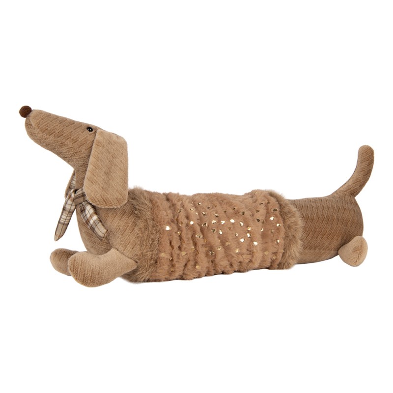 Clayre & Eef Umarmung Hund Dackel 58x20x21 cm Braun Synthetisch