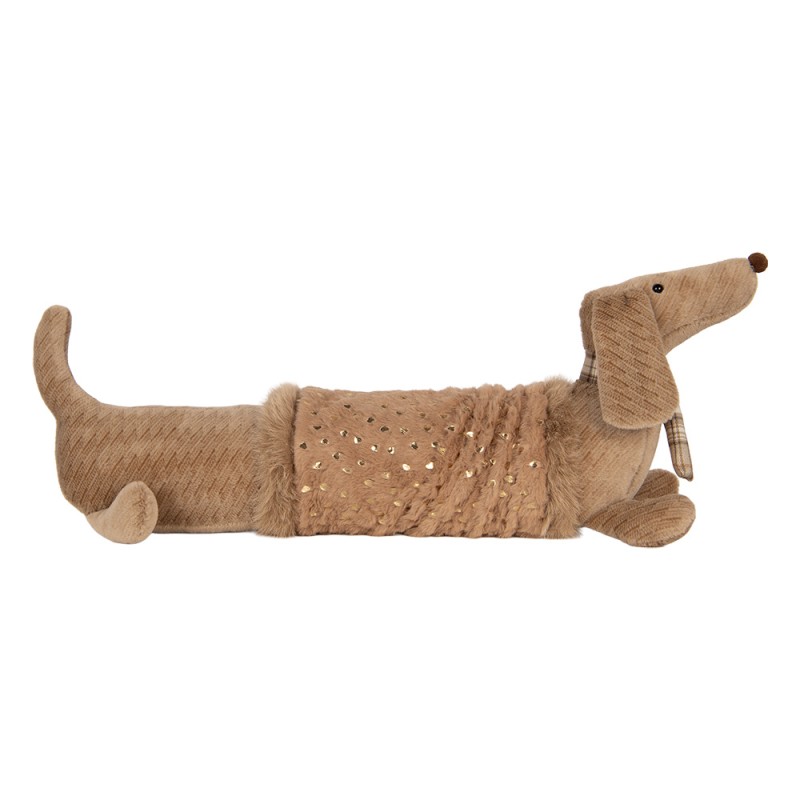 Clayre & Eef Umarmung Hund Dackel 58x20x21 cm Braun Synthetisch
