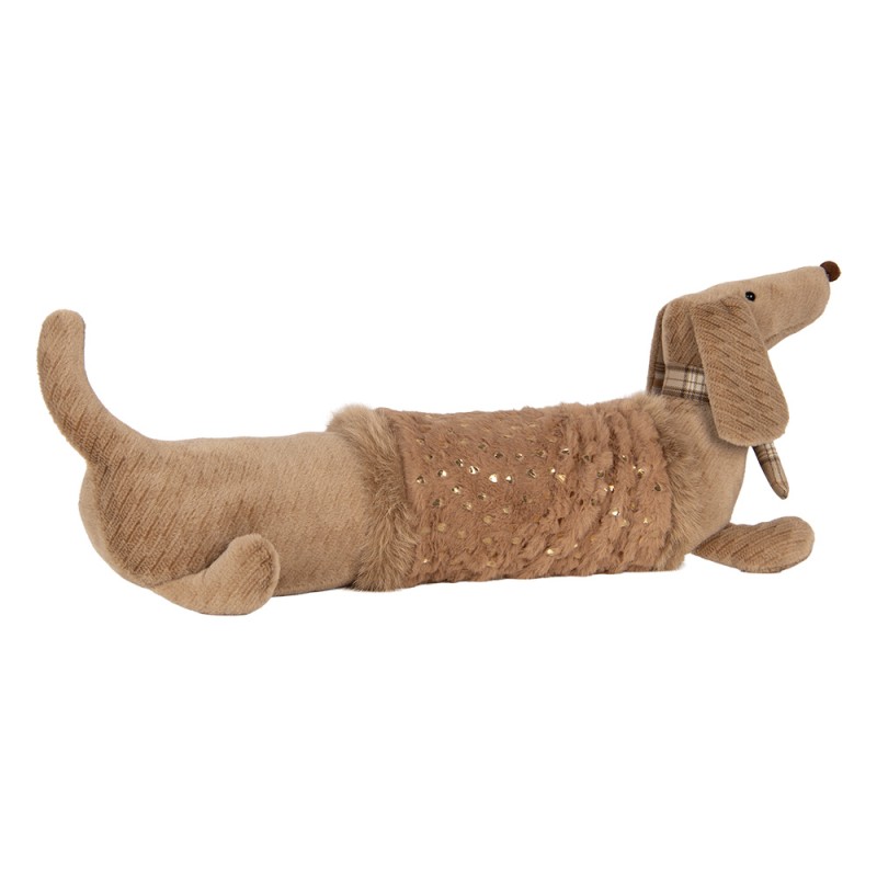 Clayre & Eef Umarmung Hund Dackel 58x20x21 cm Braun Synthetisch
