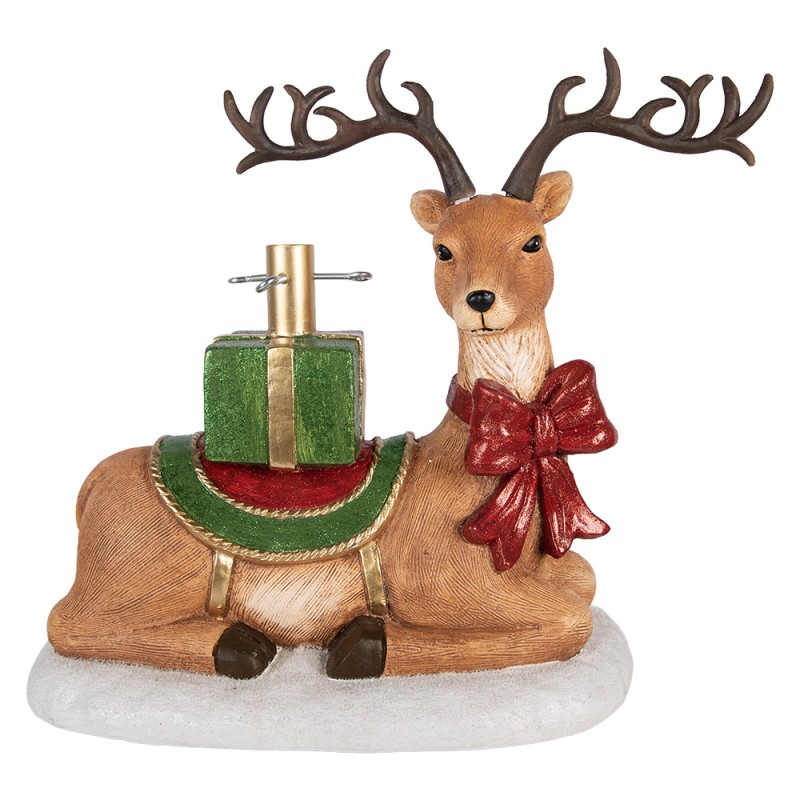 Clayre & Eef Christmas Tree Stand Deer 48x26x52 cm Brown Ceramic