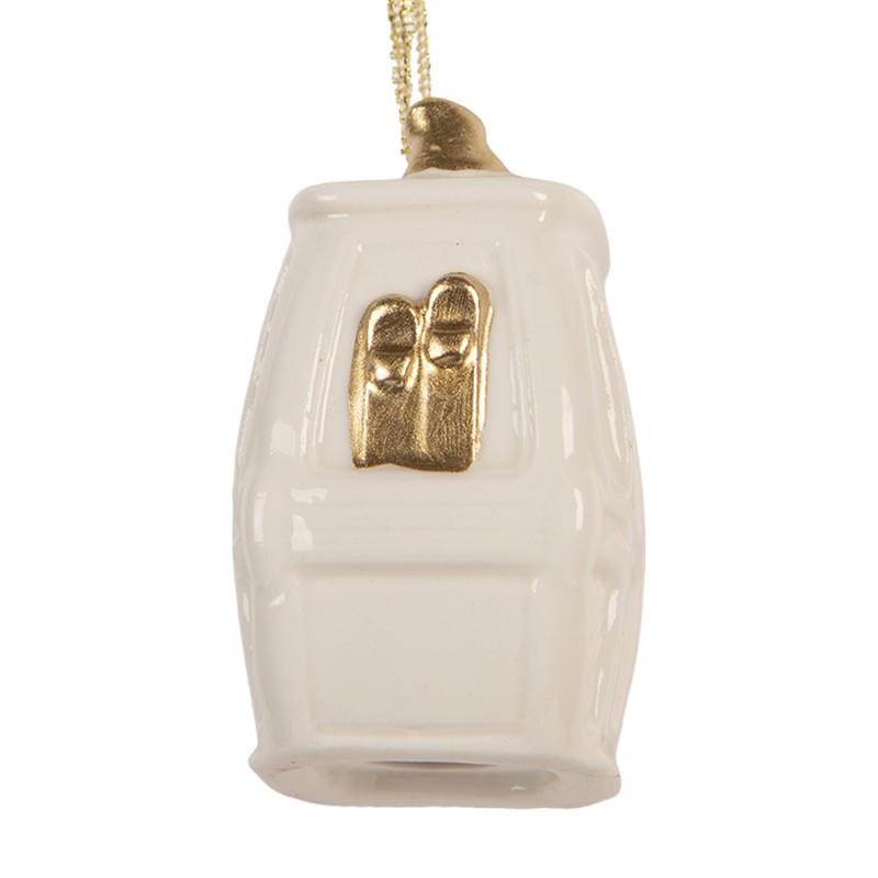 Clayre & Eef Kersthanger 5x4x6 cm Wit Porselein