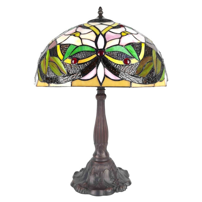 Lumilamp Table Lamp Tiffany Ø 41x58 cm Beige Green Polyresin Flowers