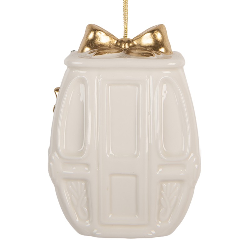 Clayre & Eef Pendentif de Noël 5x4x11 cm Blanc Porcelaine