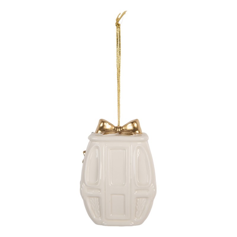 Clayre & Eef Pendentif de Noël 5x4x11 cm Blanc Porcelaine
