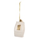 Clayre & Eef Pendentif de Noël 5x4x11 cm Blanc Porcelaine