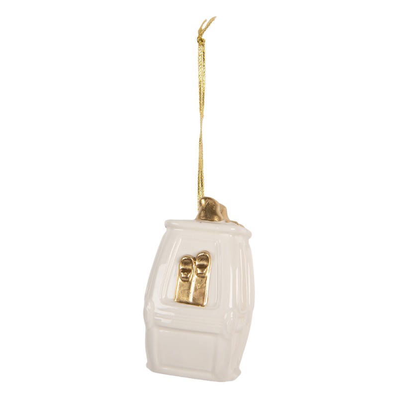 Clayre & Eef Pendentif de Noël 5x4x11 cm Blanc Porcelaine