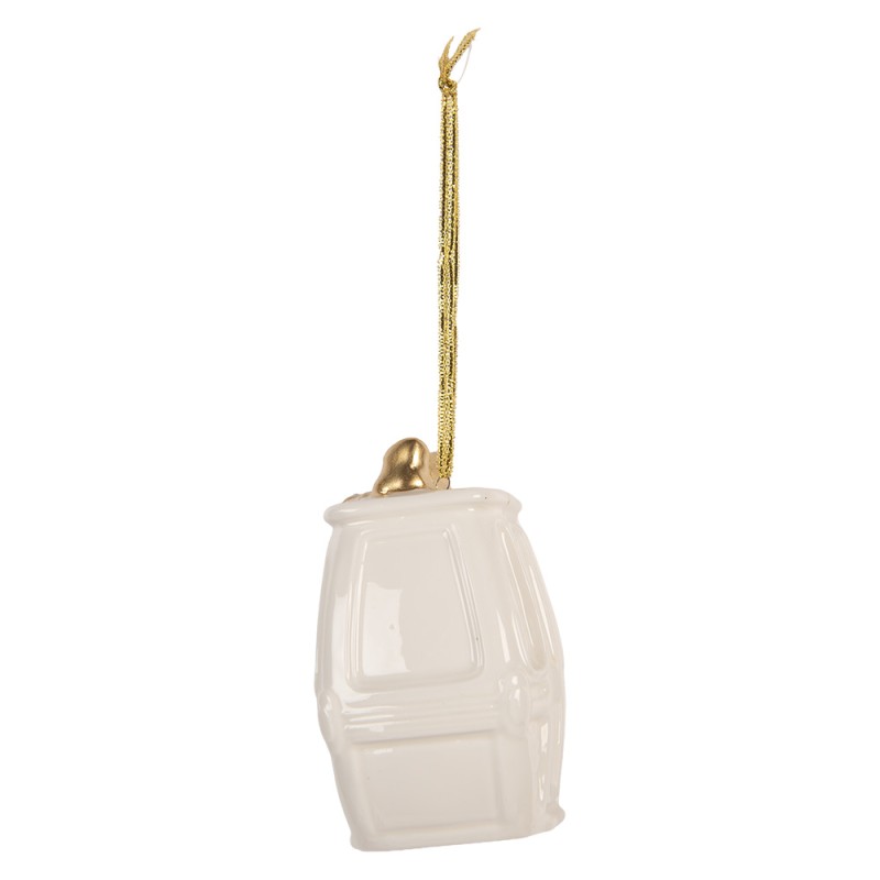 Clayre & Eef Pendentif de Noël 5x4x11 cm Blanc Porcelaine
