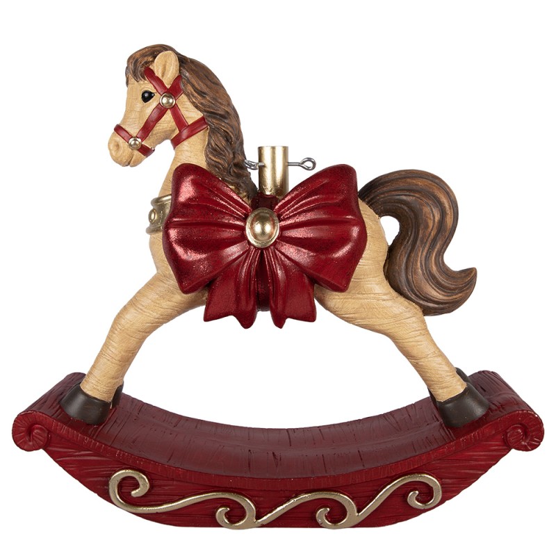 Clayre & Eef Pied de sapin de Noël Cheval à bascule 66x20x60 cm Marron Céramique