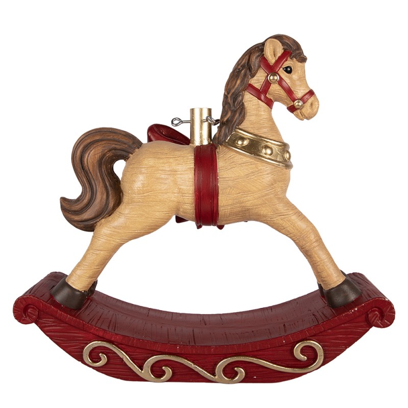 Clayre & Eef Pied de sapin de Noël Cheval à bascule 66x20x60 cm Marron Céramique