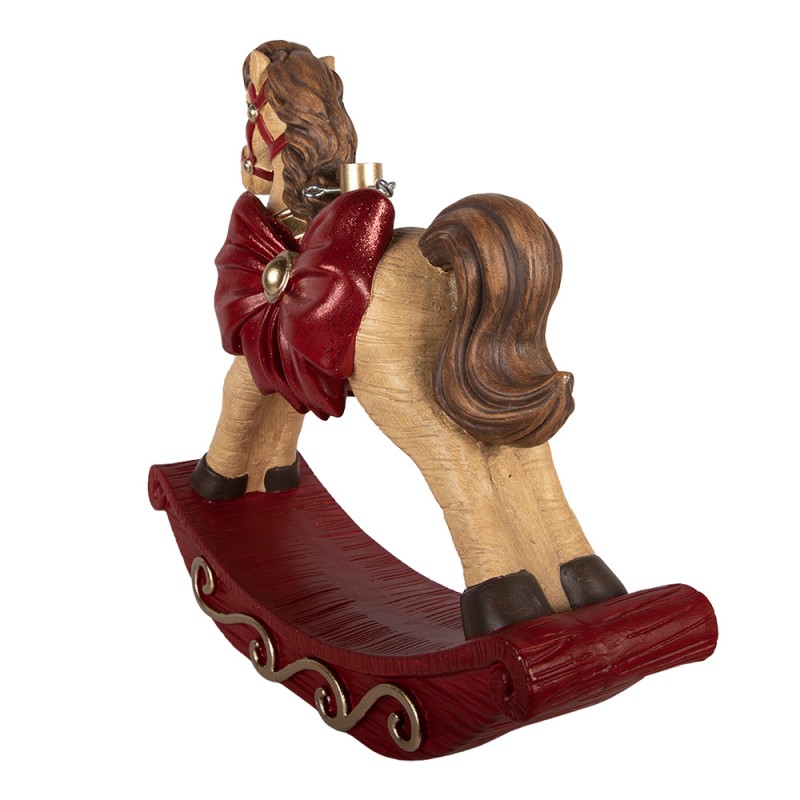 Clayre & Eef Pied de sapin de Noël Cheval à bascule 66x20x60 cm Marron Céramique