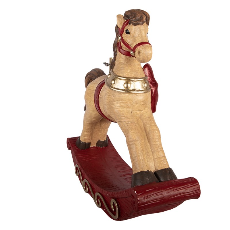 Clayre & Eef Pied de sapin de Noël Cheval à bascule 66x20x60 cm Marron Céramique