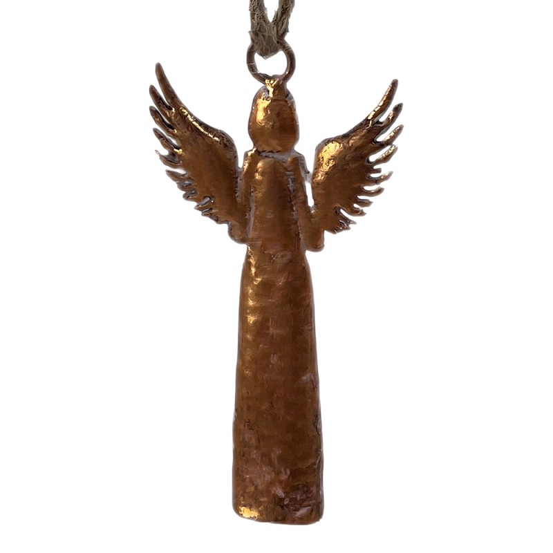 Clayre & Eef Ornamento Natalizio Angelo Marrone Metallo