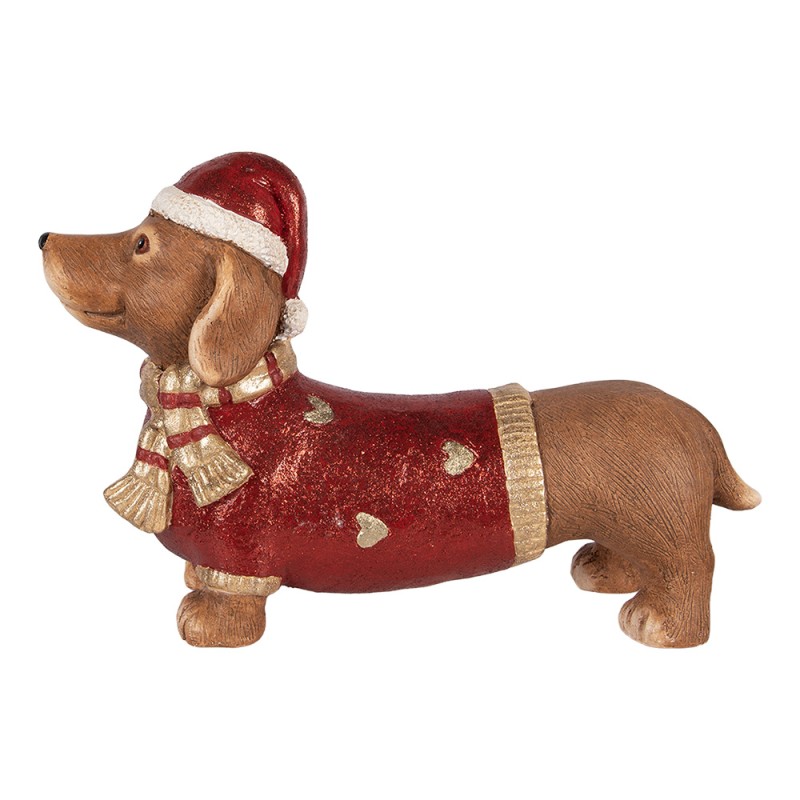 Clayre & Eef Statuetta decorativa Cane 42x12x27 cm Marrone Materiale ceramico Bassotto