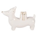 Clayre & Eef Weihnachtsdekorationsfigur Hund 8x2x5 cm Weiß Porzellan