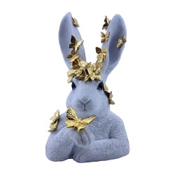 Clayre & Eef Dekorationsfigur Kaninchen 21x20x34 cm Weiß Kunststoff