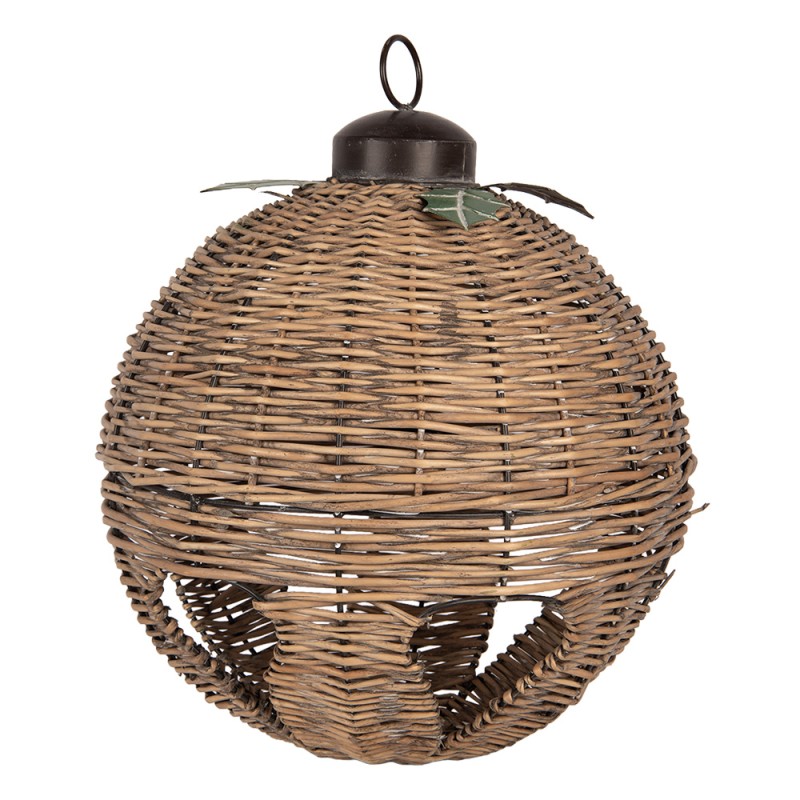 Clayre & Eef Kerstdecoratie Beeld Kerstbal Ø 41x51 cm Bruin Rotan