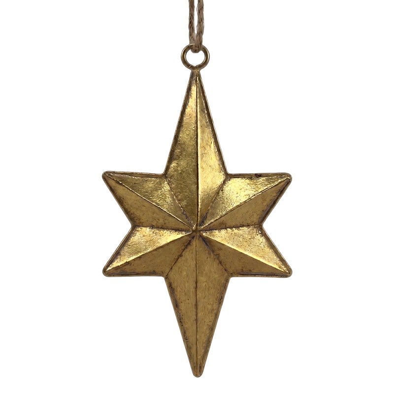 Clayre & Eef Weihnachtsanhänger Stern Goldfarbig Metall