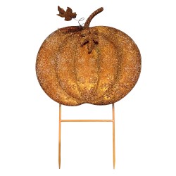 Clayre & Eef Pic de jardin Citrouille Orange Métal