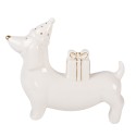 Clayre & Eef Christmas Decoration Figurine Dog 15x4x13 cm White Porcelain